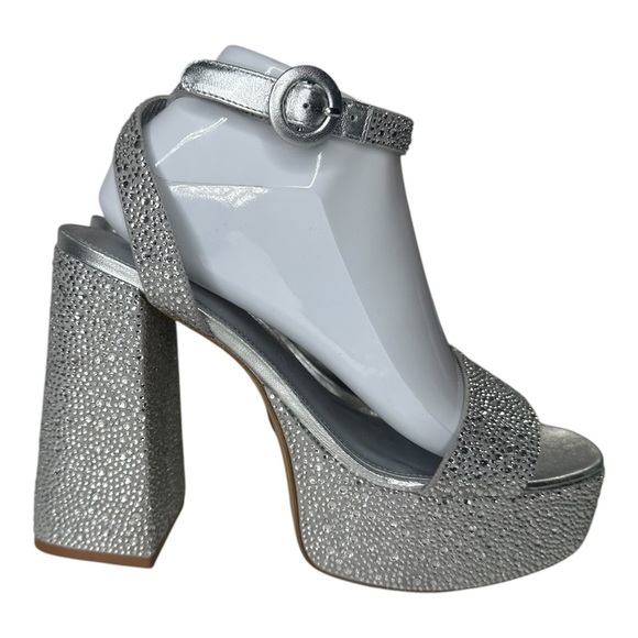 Larroude Dolly Silver Crystal Platform Sandal Heels. Sz: 9.5 - Picture 4 of 11